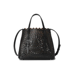 Laser-Cut Leather Mini Tote with Scalloped Edge