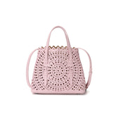 Laser-Cut Leather Mini Tote with Scalloped Edge