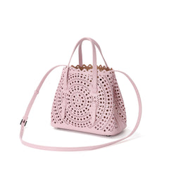 Laser-Cut Leather Mini Tote with Scalloped Edge
