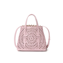 Laser-Cut Leather Mini Tote with Scalloped Edge