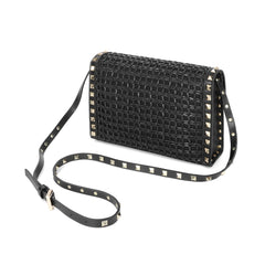 Luxe Studded Woven Crossbody Bag