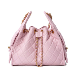 Quilted Sheepskin Leather Shoulder Bag with Chain Strap