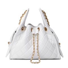 Quilted Sheepskin Leather Shoulder Bag with Chain Strap