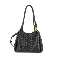 Woven Leather Shoulder Bag with Braided Strap