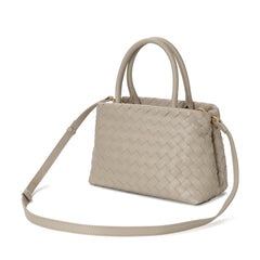Woven Leather Structured Tote with Top Handles