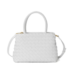 Woven Leather Structured Tote with Top Handles