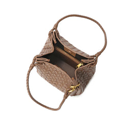 Woven Leather Shoulder Bag with Braided Strap