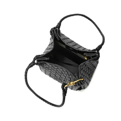 Woven Leather Shoulder Bag with Braided Strap
