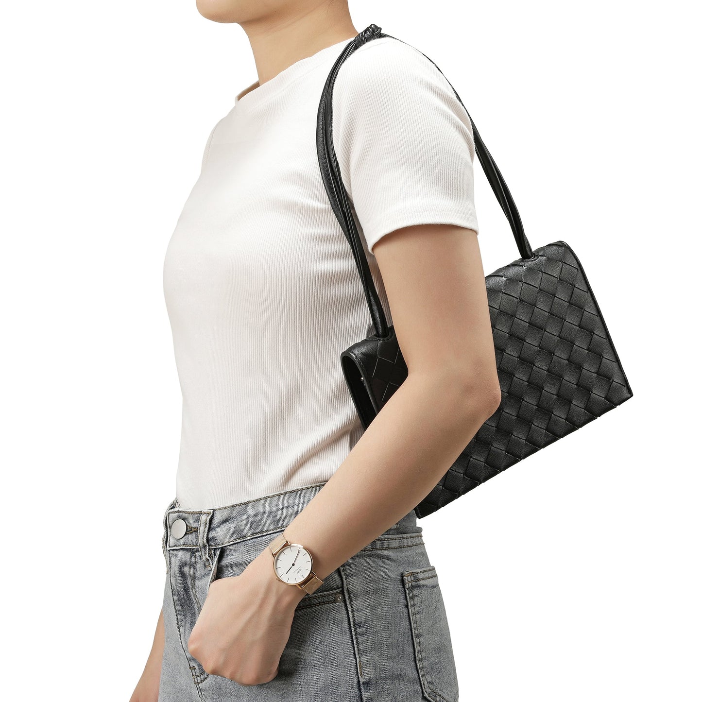Woven Leather Shoulder Bag/ Clutch
