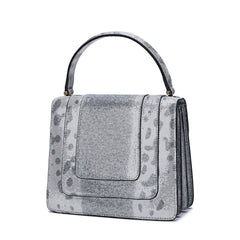 Full-grain Snake Embossed Leather Satchel/ Shoulder Bag