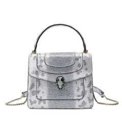 Full-grain Snake Embossed Leather Satchel/ Shoulder Bag