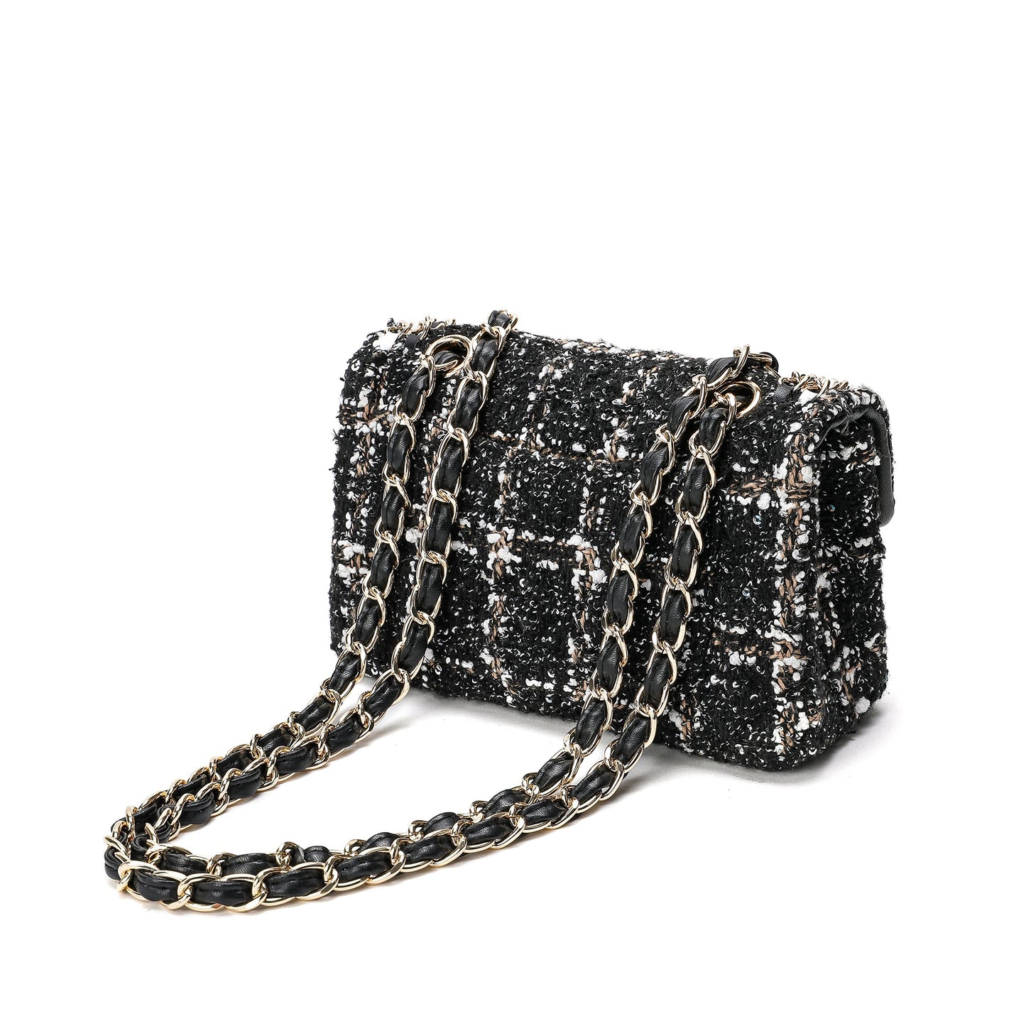 Tweed & Leather Shoulder Bag