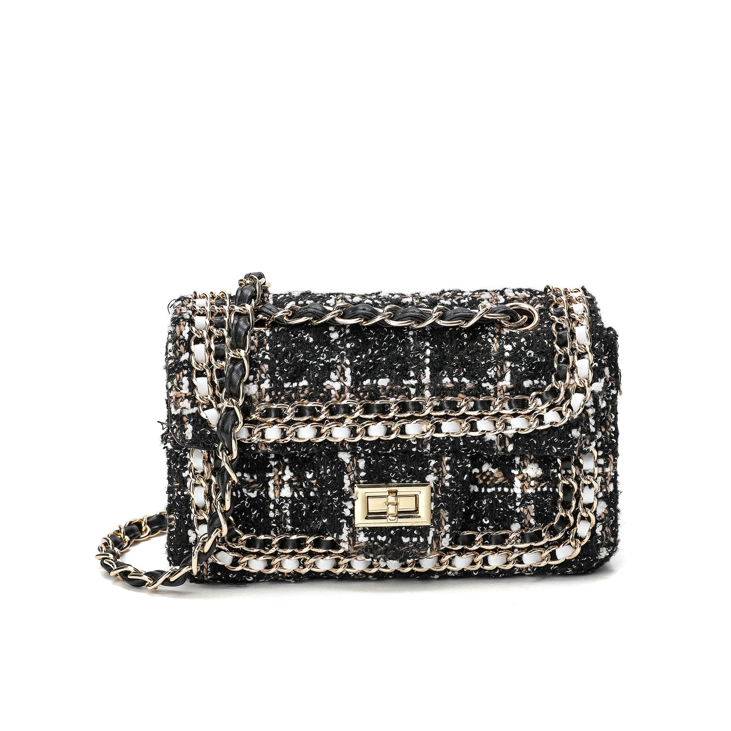 Tweed & Leather Shoulder Bag