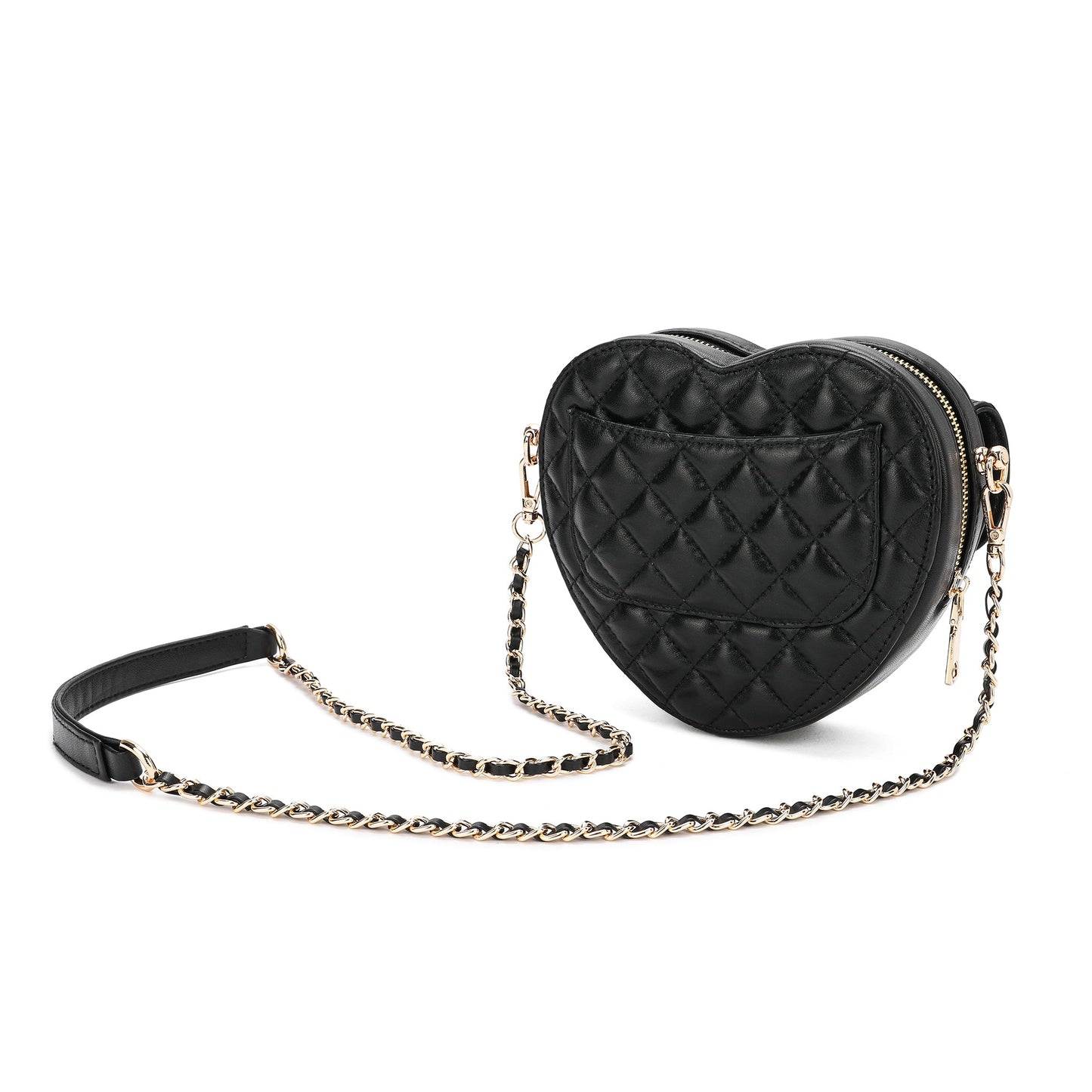 Quilted Sheepskin Heart-Shaped Crossbody Shoulder Bag