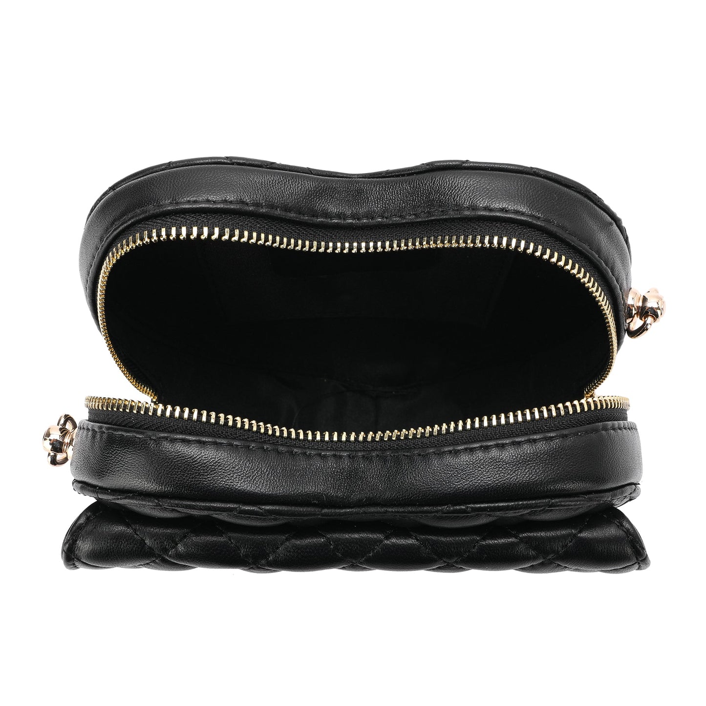 Quilted Sheepskin Heart-Shaped Crossbody Shoulder Bag