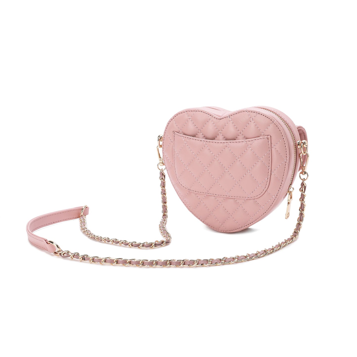 Quilted Sheepskin Heart-Shaped Crossbody Shoulder Bag