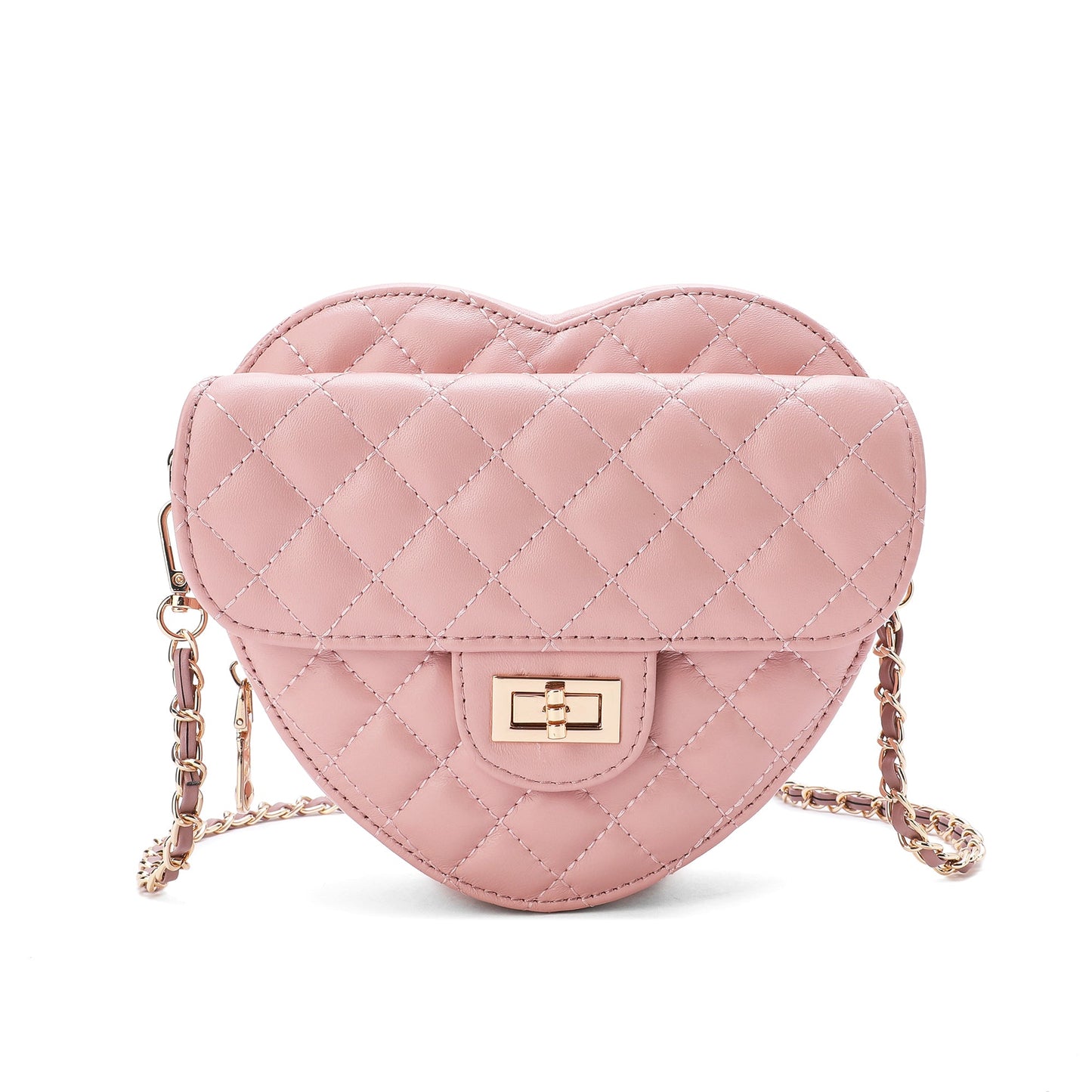 Quilted Sheepskin Heart-Shaped Crossbody Shoulder Bag