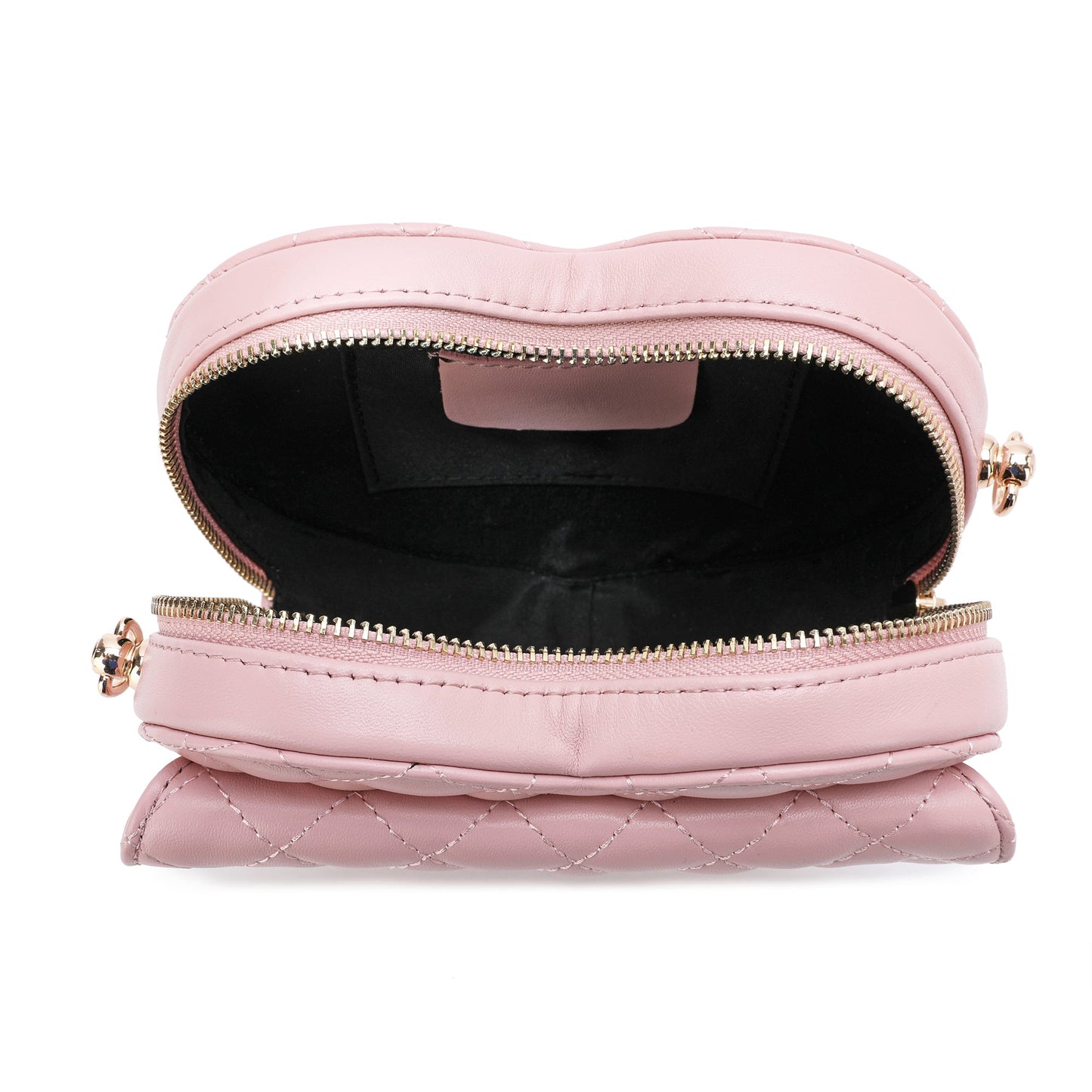 Quilted Sheepskin Heart-Shaped Crossbody Shoulder Bag
