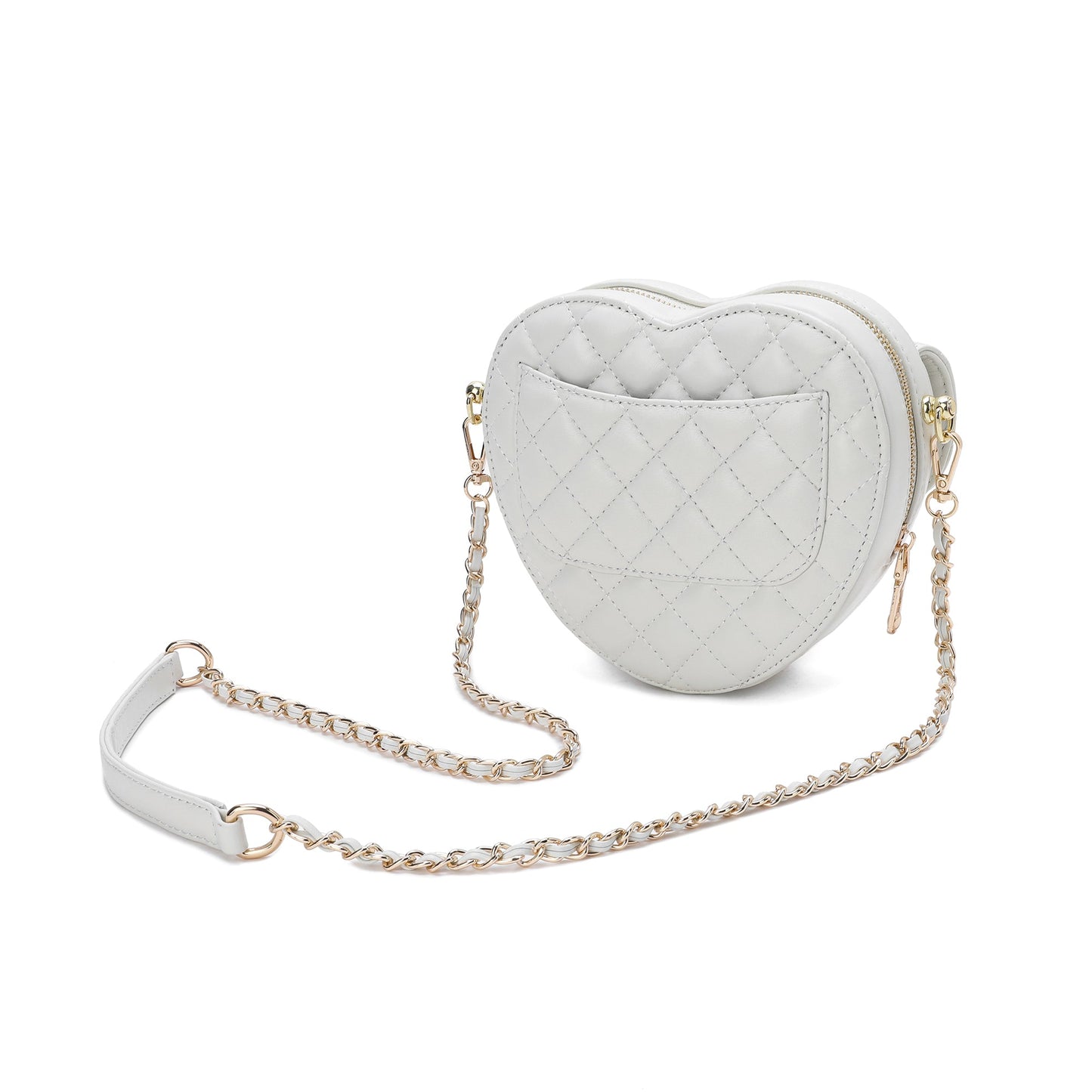 Quilted Sheepskin Heart-Shaped Crossbody Shoulder Bag