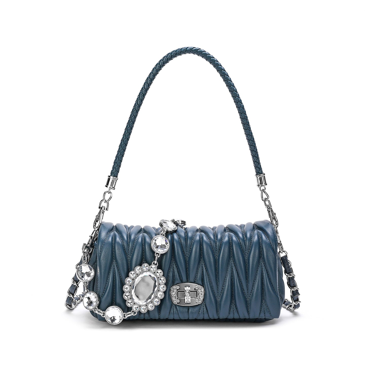 Pleated Sheepskin Shoulder Bag