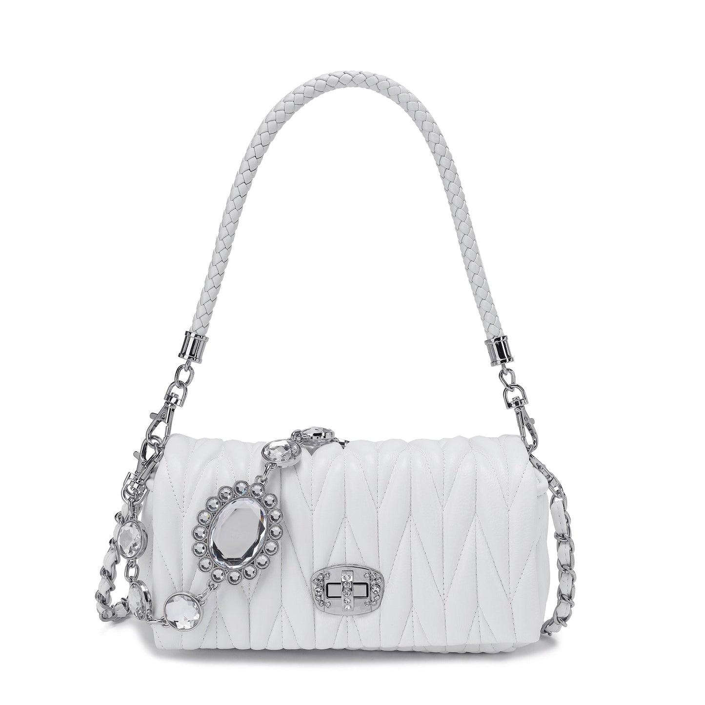 Pleated Sheepskin Shoulder Bag