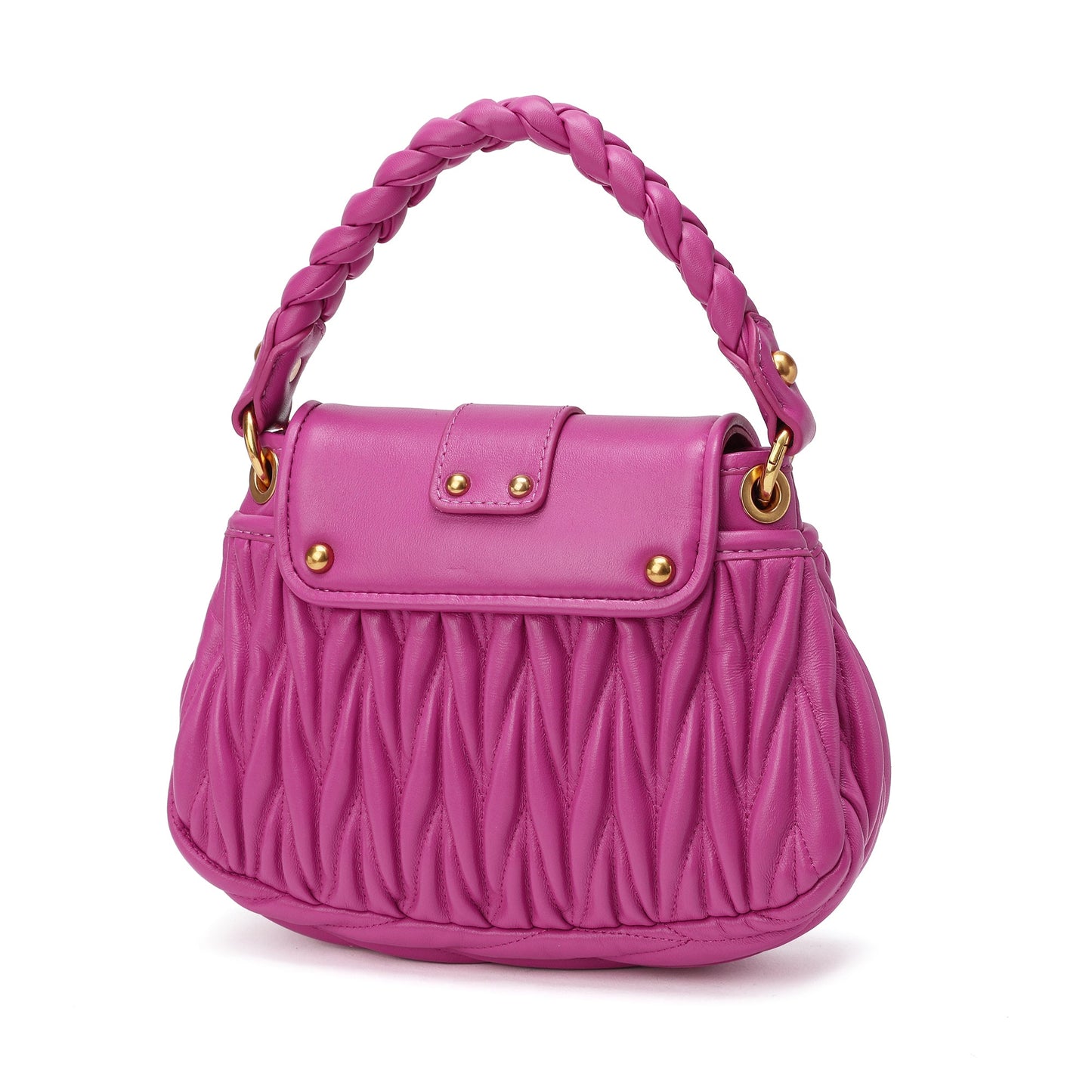 Pleated Sheepskin Leather Shoulder Bag