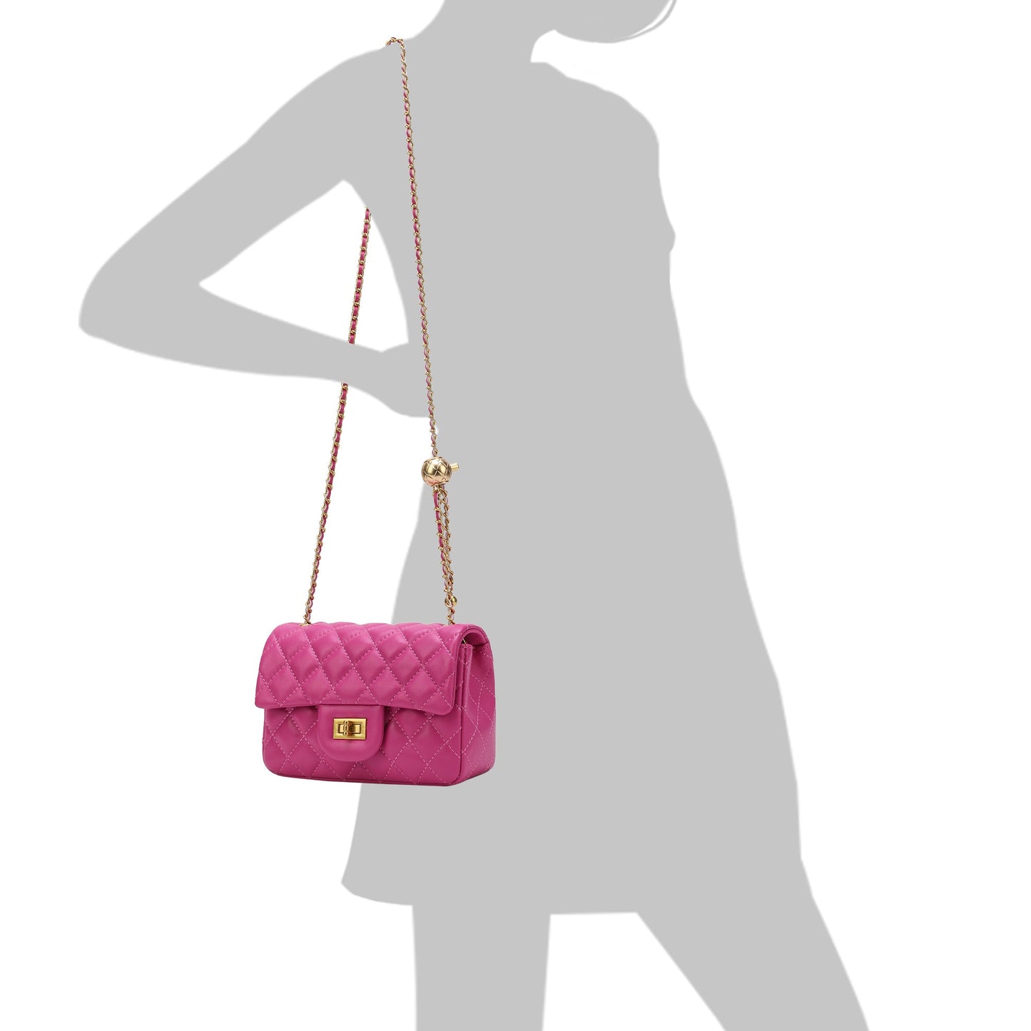 Quilted Sheepskin Leather Crossbody Bag