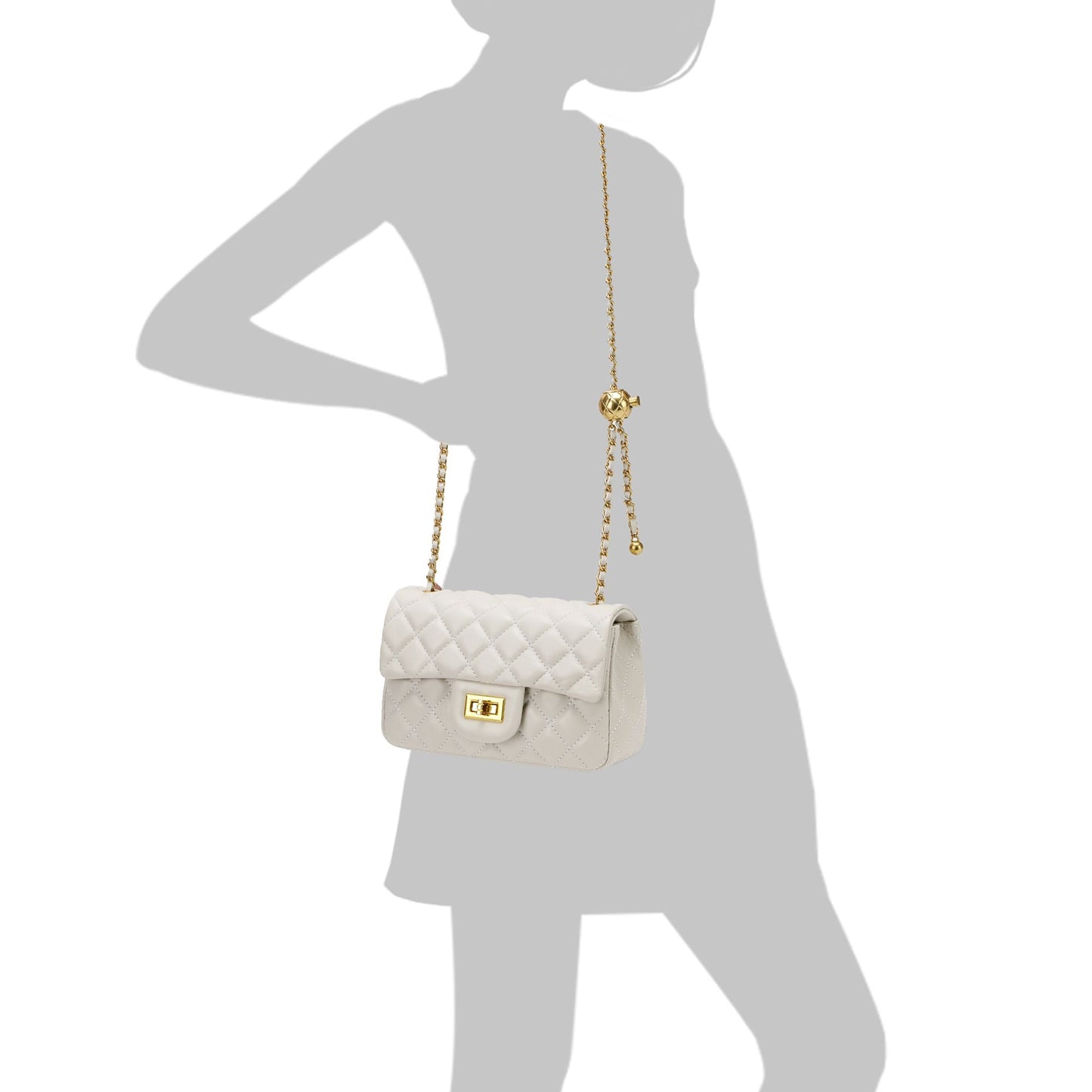 Quilted Sheepskin Leather Crossbody Bag