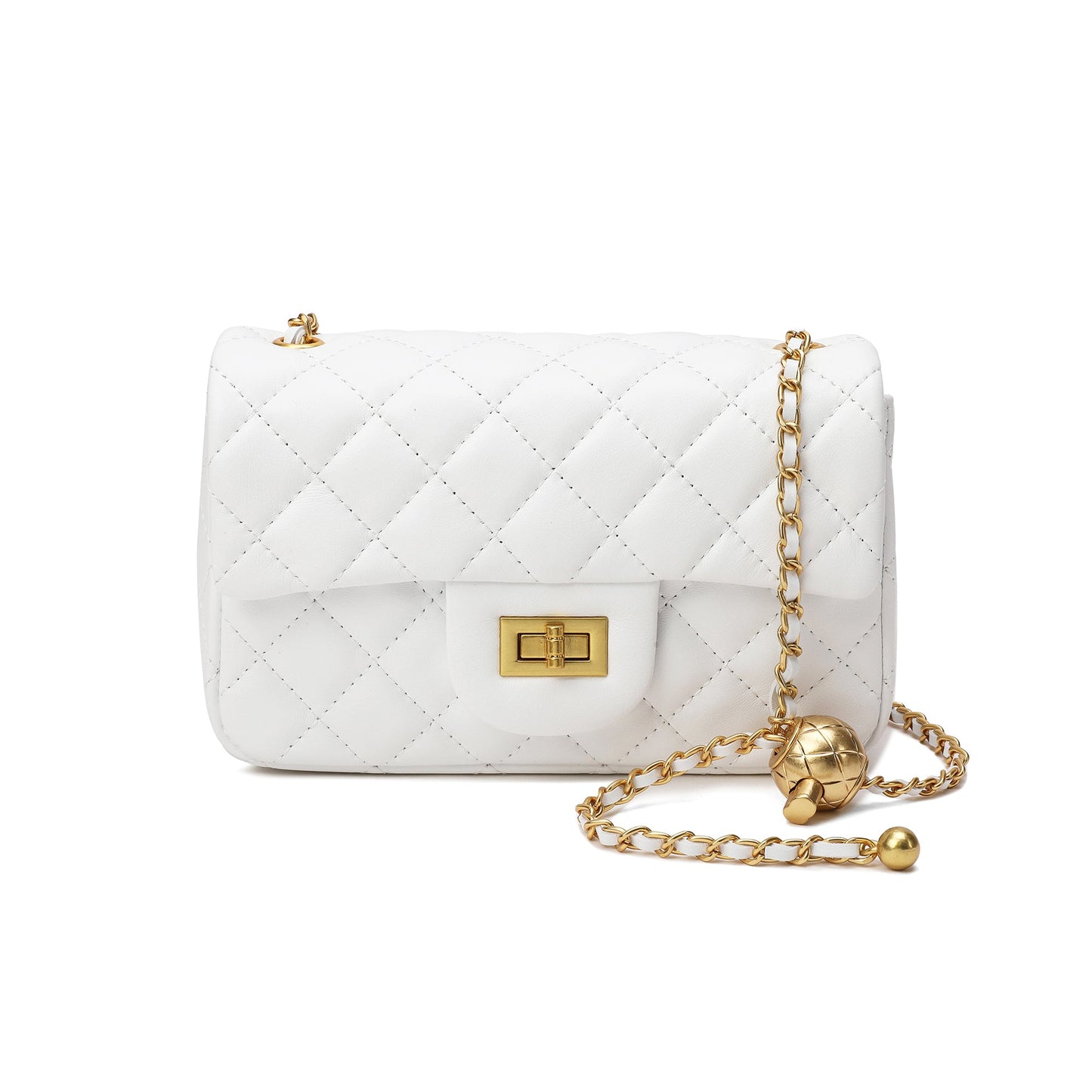 Quilted Sheepskin Leather Crossbody Bag