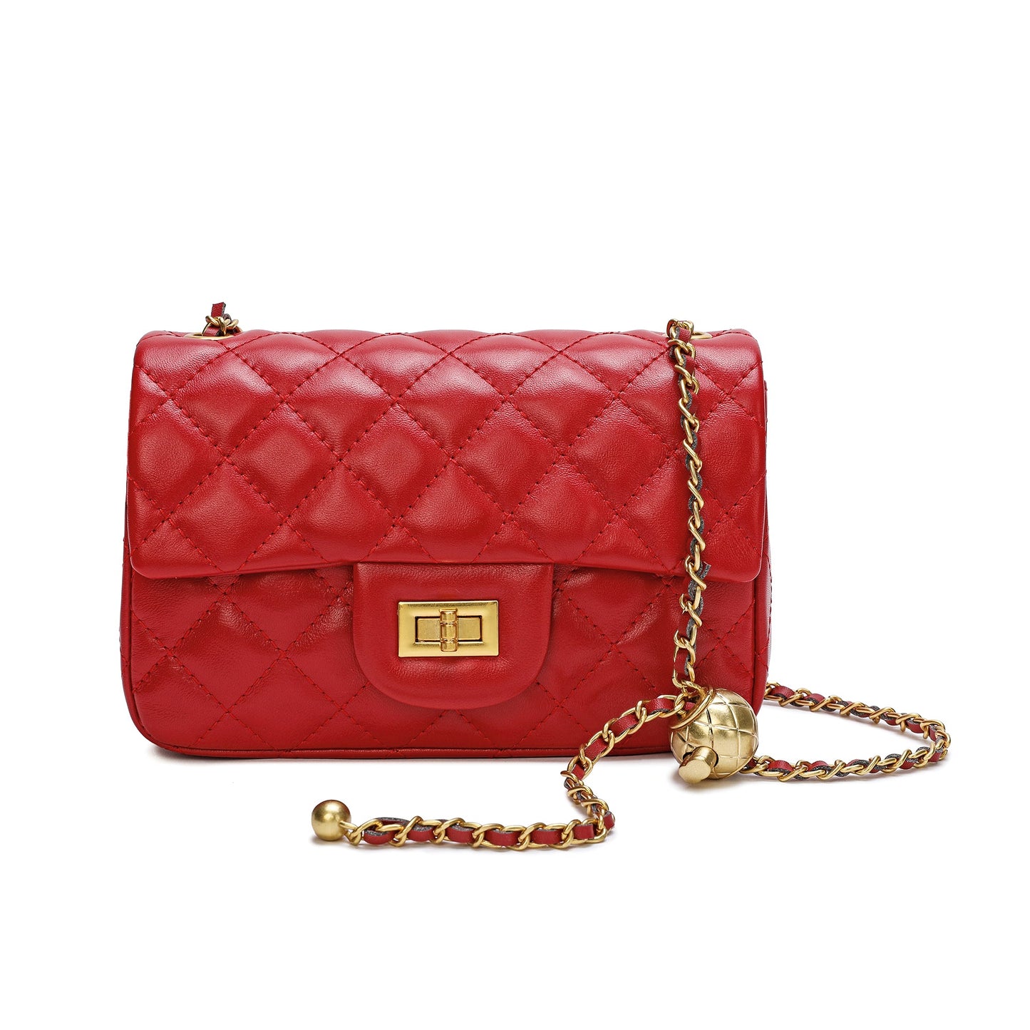 Quilted Sheepskin Leather Crossbody Bag