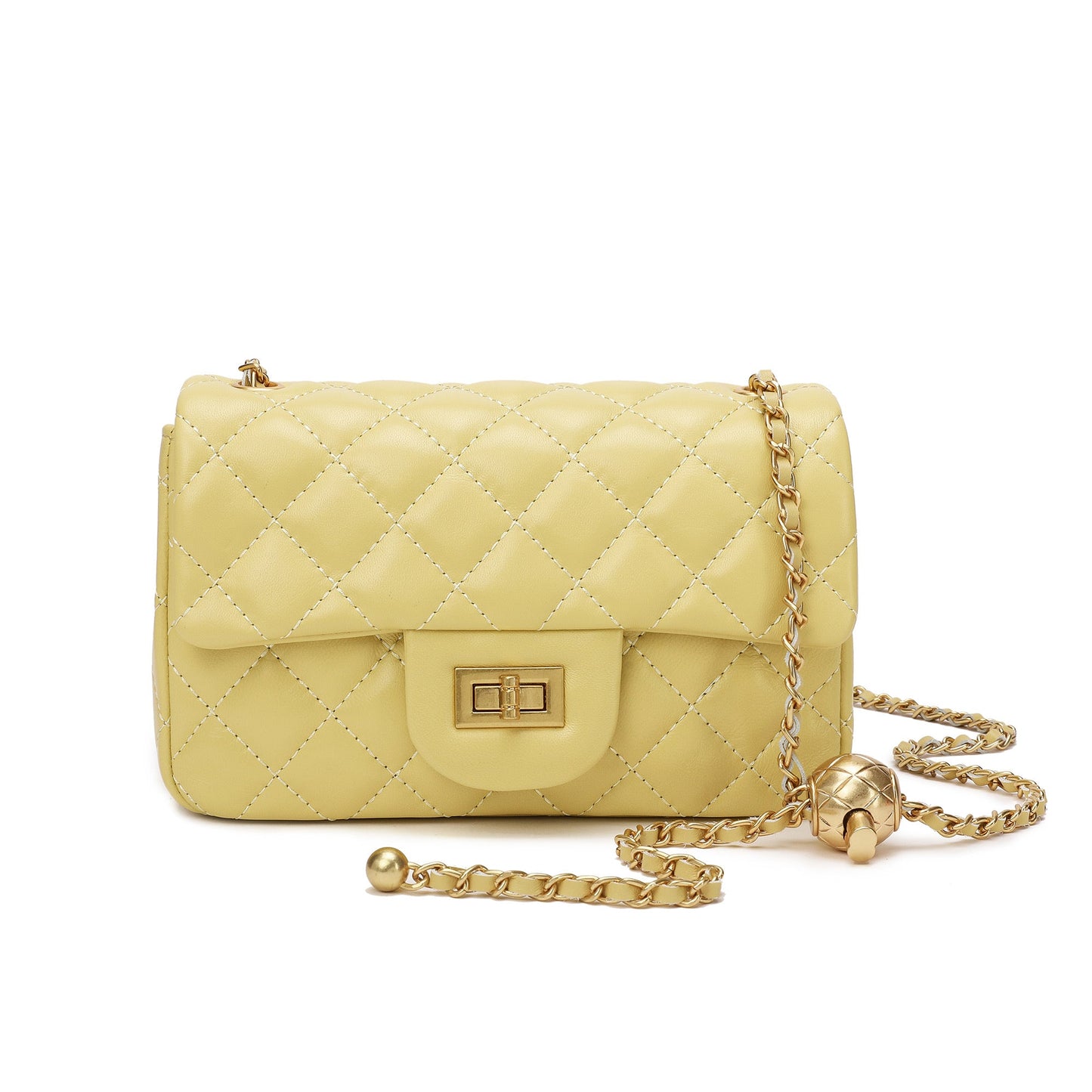 Quilted Sheepskin Leather Crossbody Bag