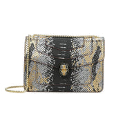 Snake-pattern Printed Leather Shoulder Bag