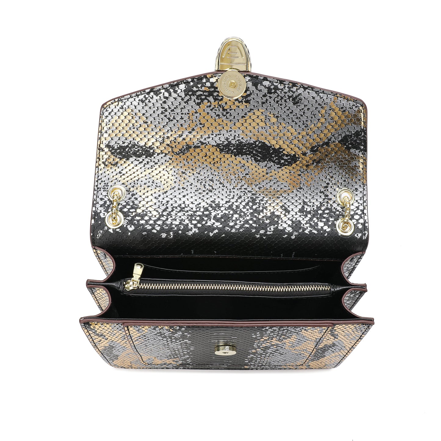 Snake-pattern Printed Leather Shoulder Bag