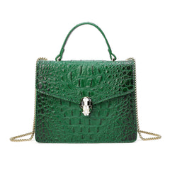 Alligator Embossed Leather Top-handle Shoulder Bag