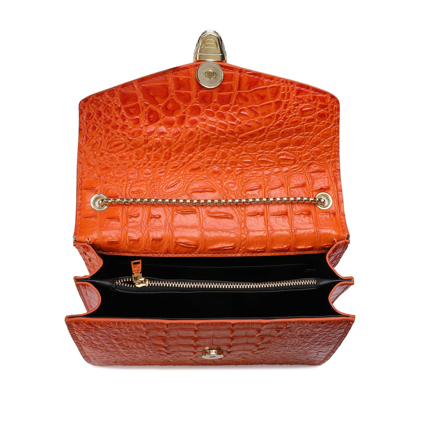 Alligator Embossed Leather Top-handle Shoulder Bag