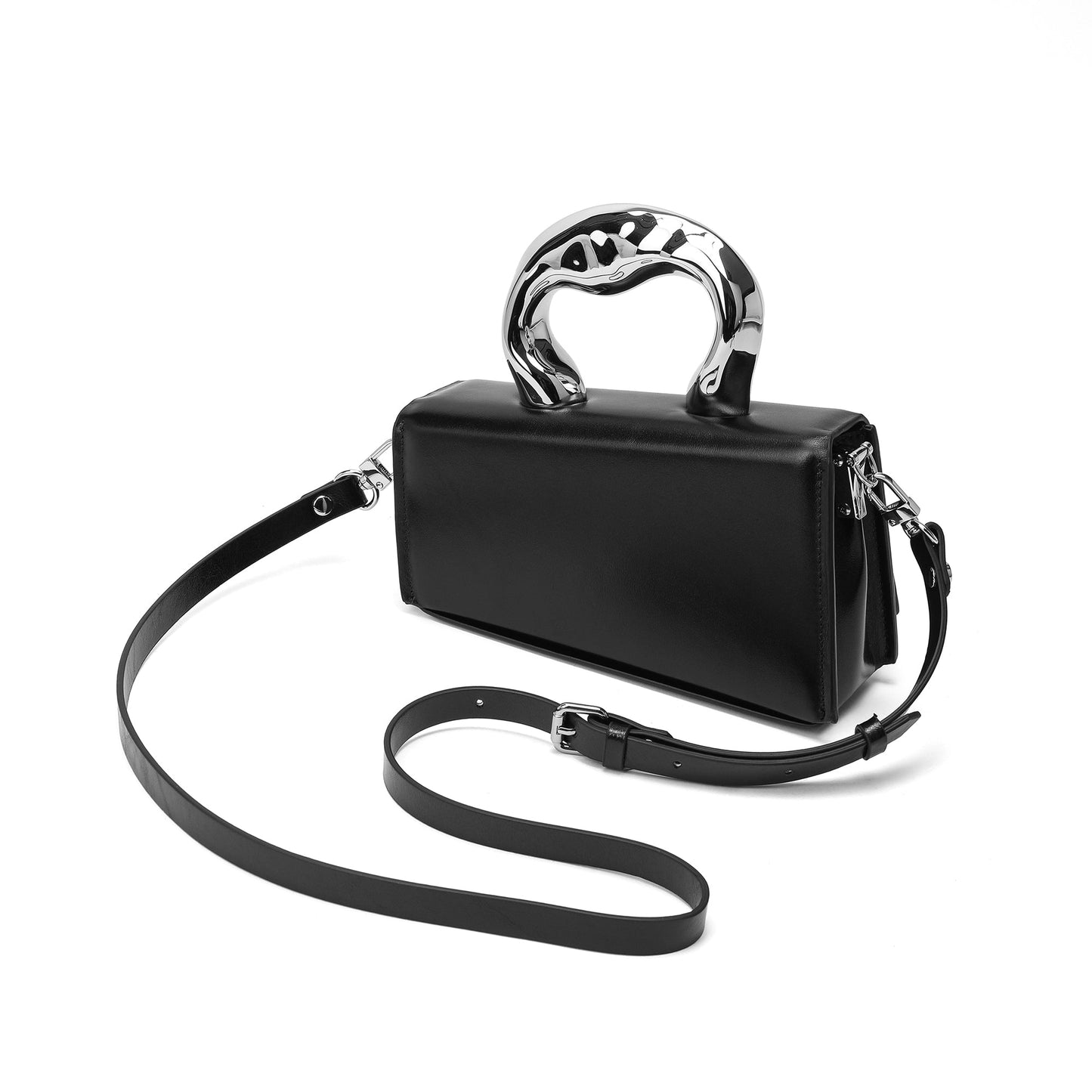 Smooth Leather Silver Handle bag # 2309