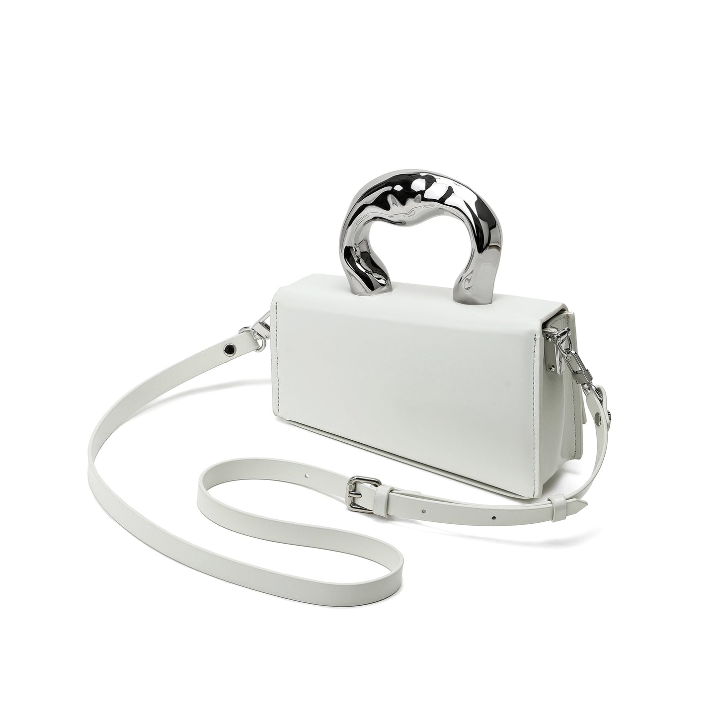 Smooth Leather Silver Handle bag # 2309