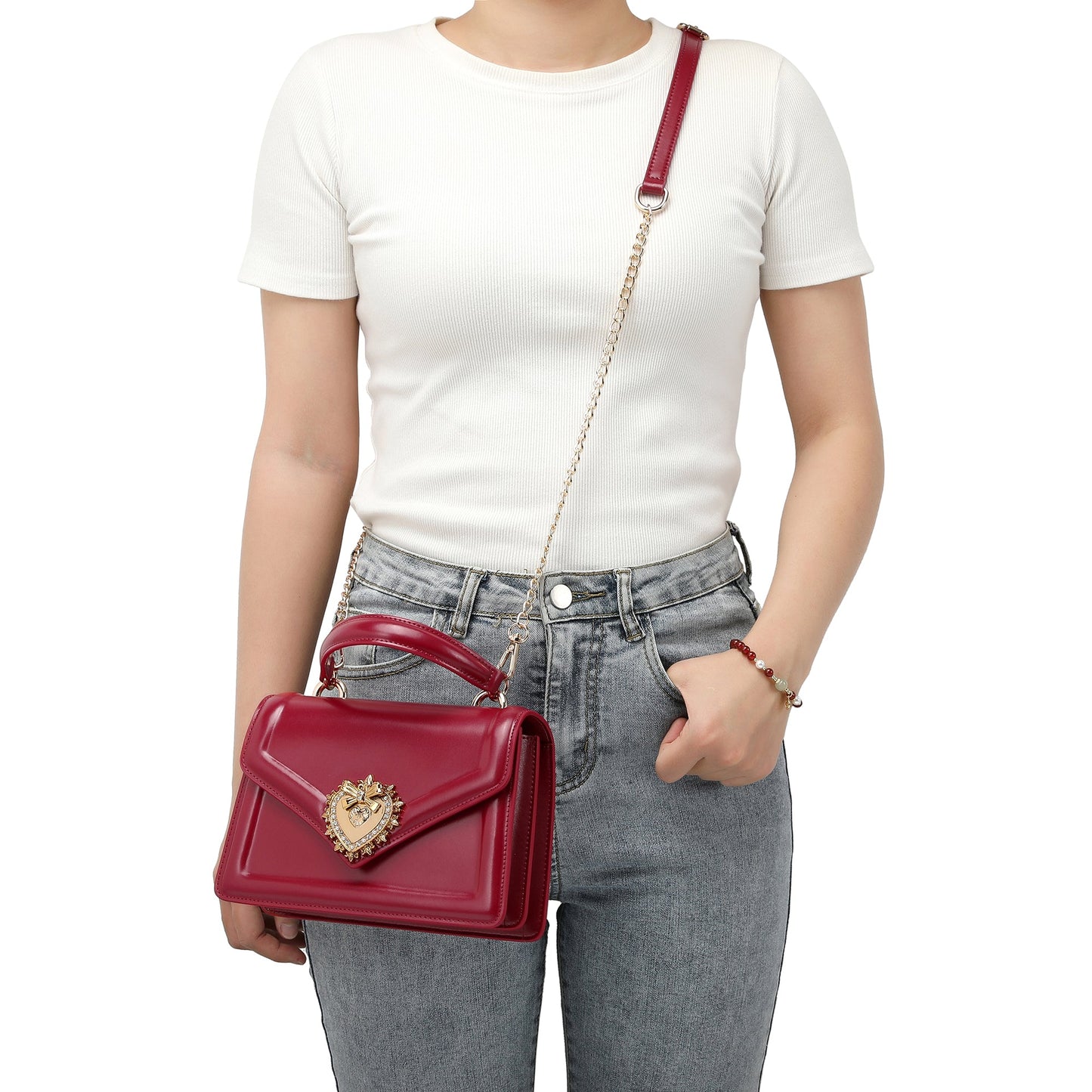 Top-Handle Smooth leather Satchel/Shoulder bag # 2388