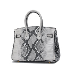 Snake Embossed Leather Satchel