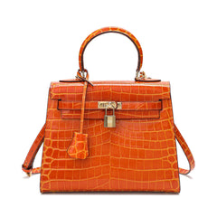 Alligator Embossed Leather Grace Satchel