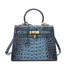 Alligator Embossed Leather Satchel/Shoulder Bag