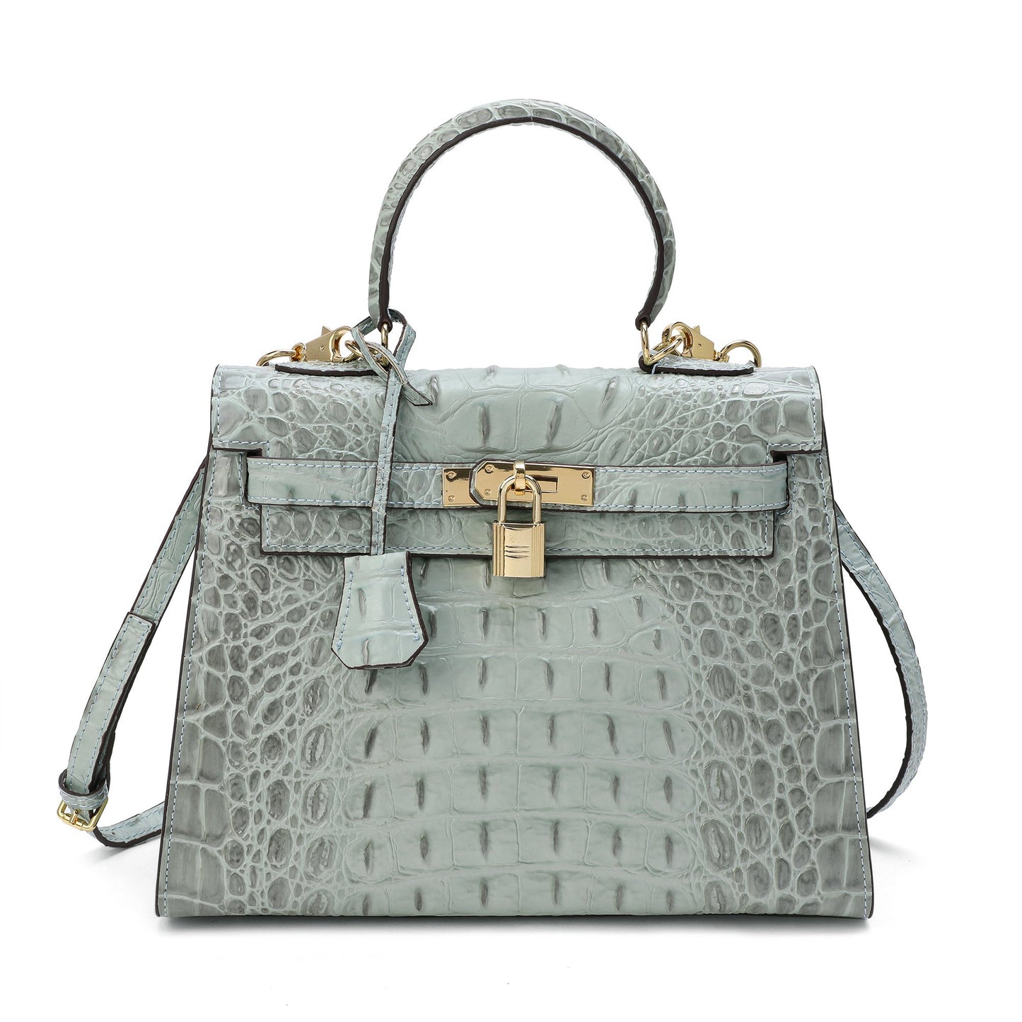 Alligator Embossed Leather Satchel/Shoulder Bag
