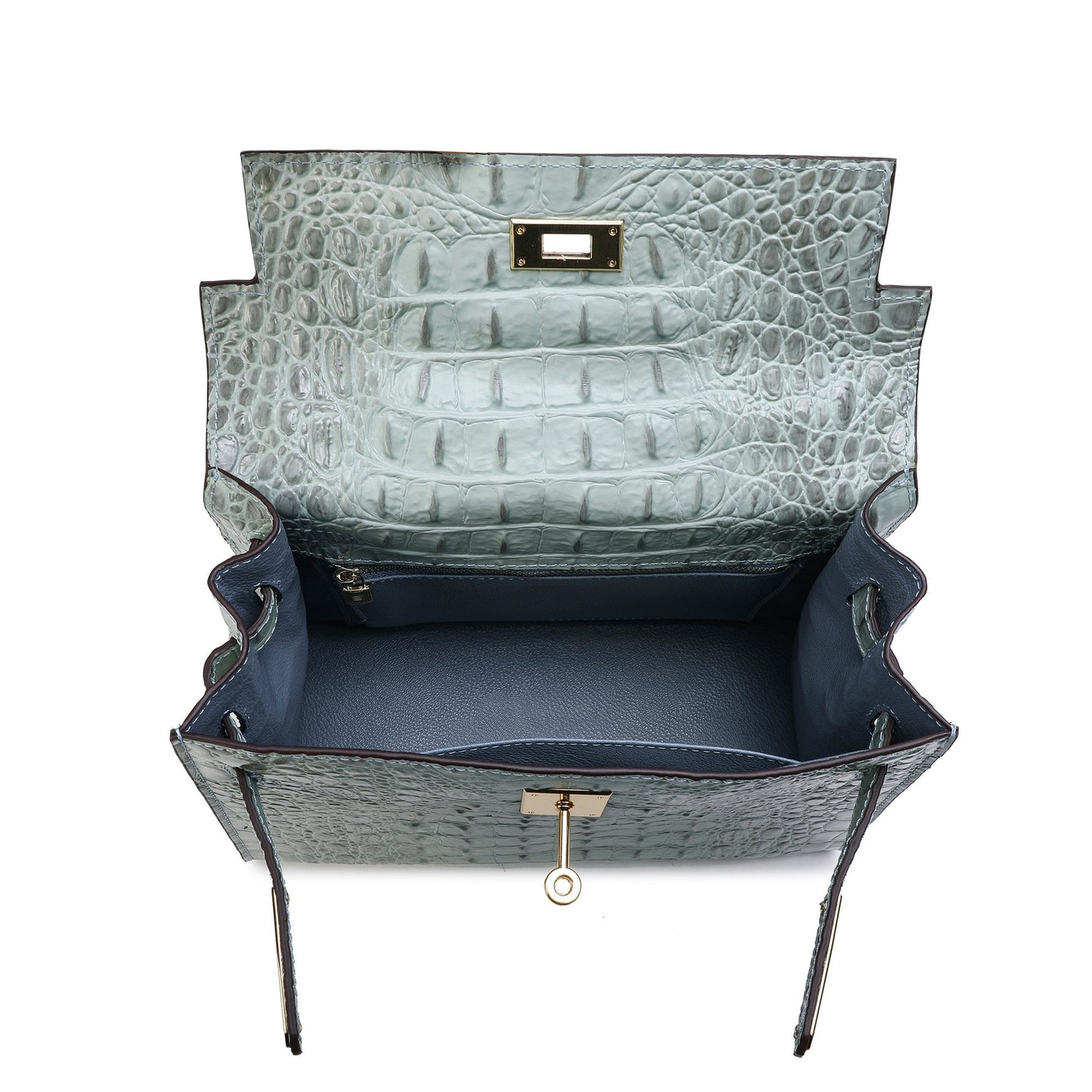 Alligator Embossed Leather Satchel/Shoulder Bag
