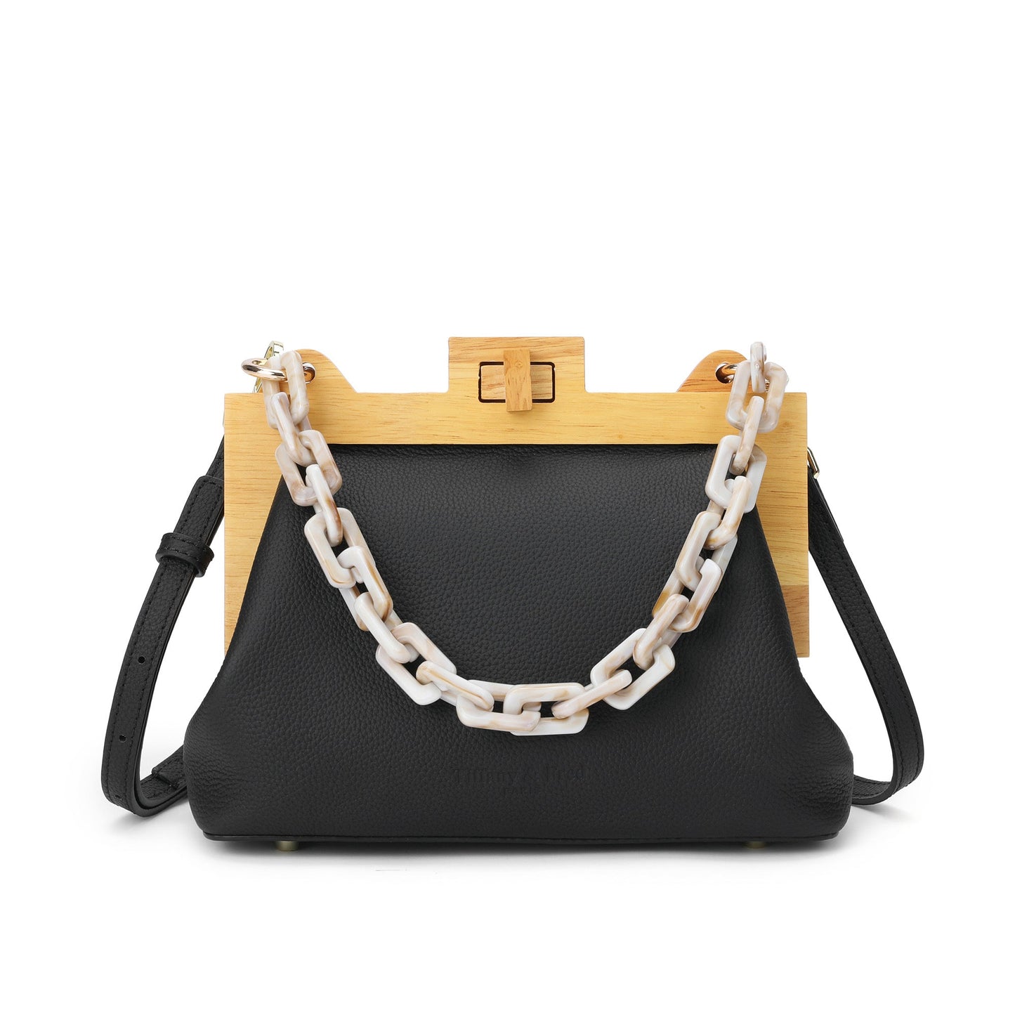 Full-Grain Leather & Real Wood Frame
