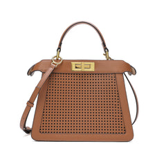 Perforated Smooth Leather Top-Handle Bag