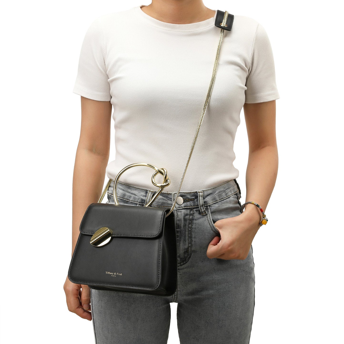 Sheepskin Leather Top-Handle Shoulder Bag