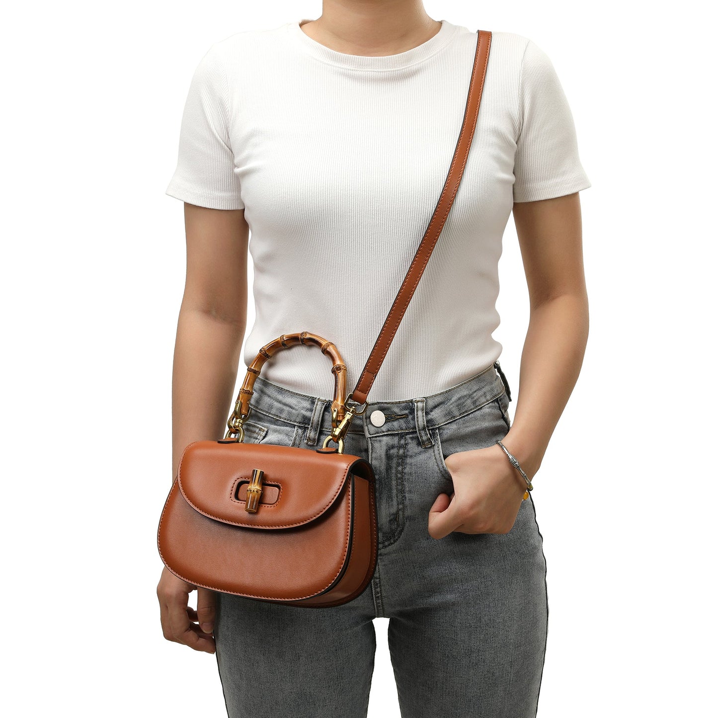 Smooth Leather Satchel/Shoulder Bag