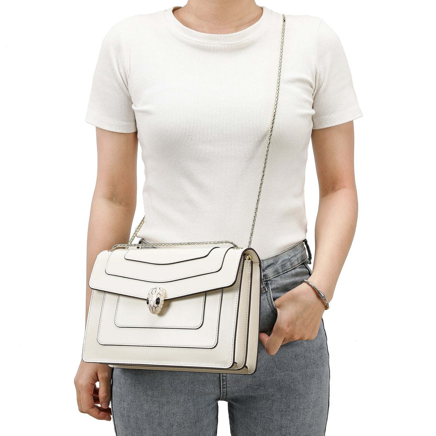 Smooth Leather Foldover Crossbody/Shoulder Bag
