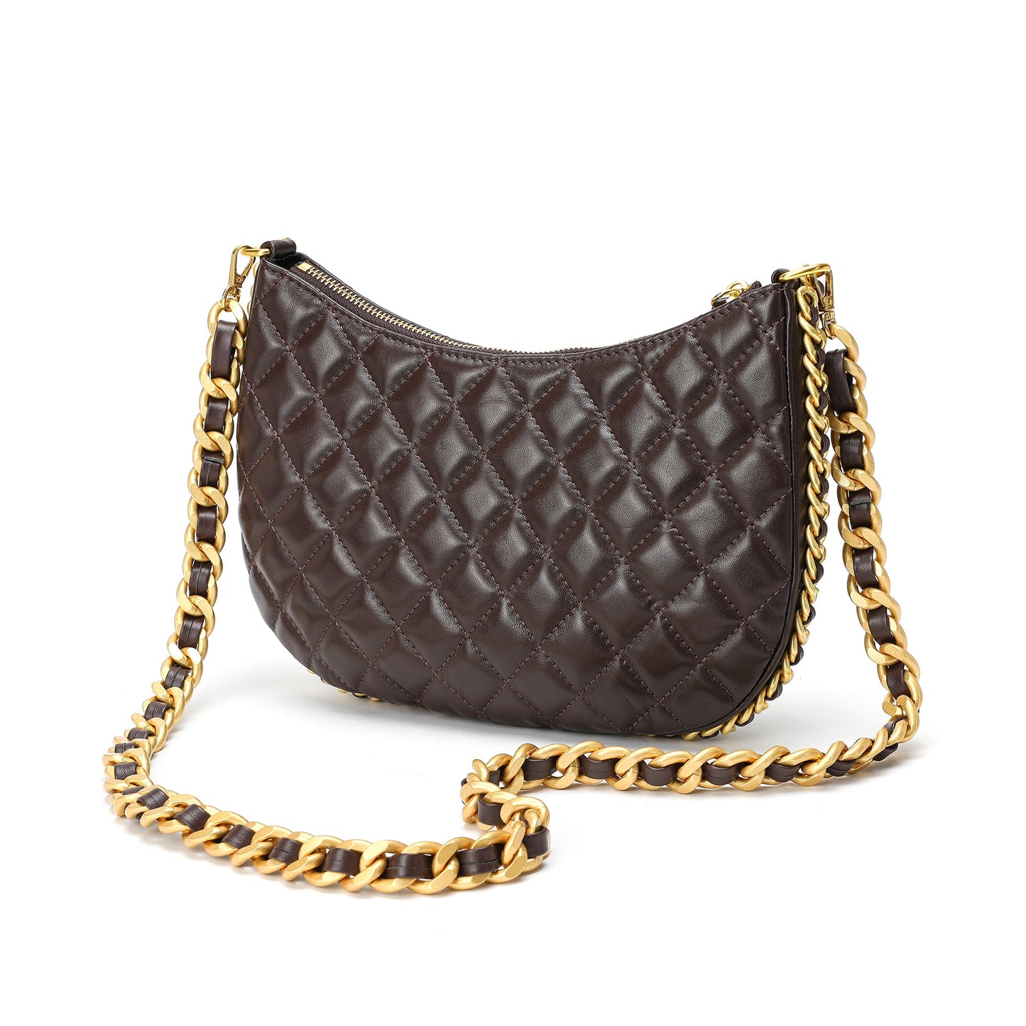 Quilted Sheepskin Leather Crossbody Bag # 6133