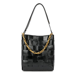 Smooth Woven Leather Shoulder Bag